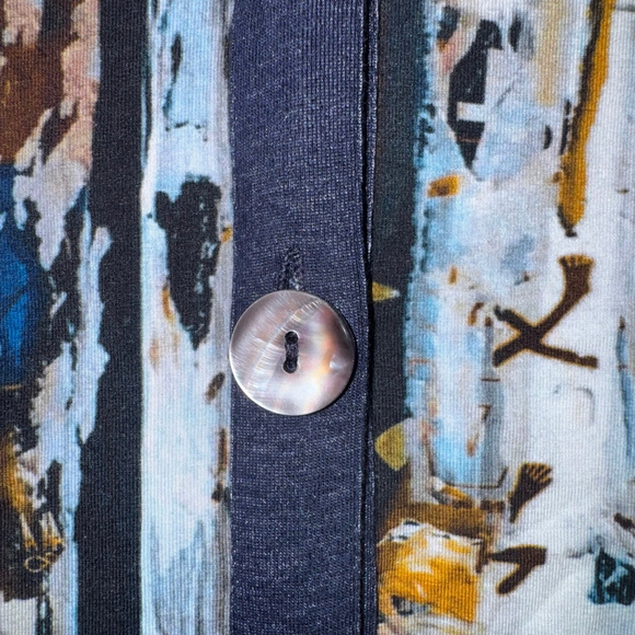 Women's Parsley & Sage Button Down Tunic Shirt XL Blue Brown Abstract Artsy - Picture 4 of 11